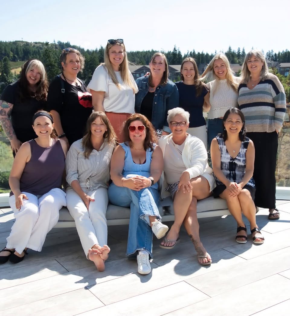 Clients gathered on a rooftop during a Write Word Magic writing retreat