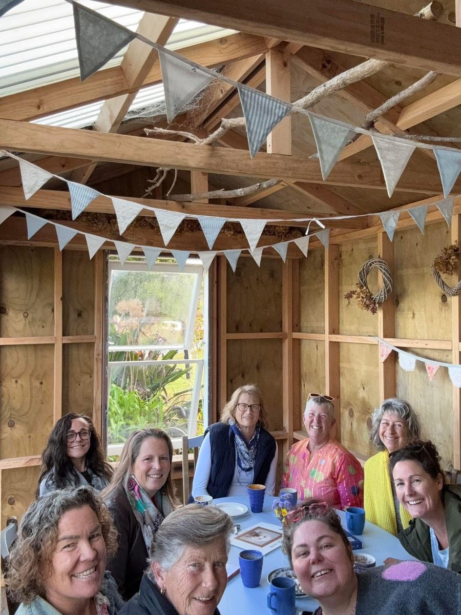 Crystal Adair-Benning with a Createcation retreat group in New Zealand