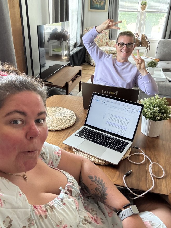 Crystal Adair-Benning in a one to one writing session with a client