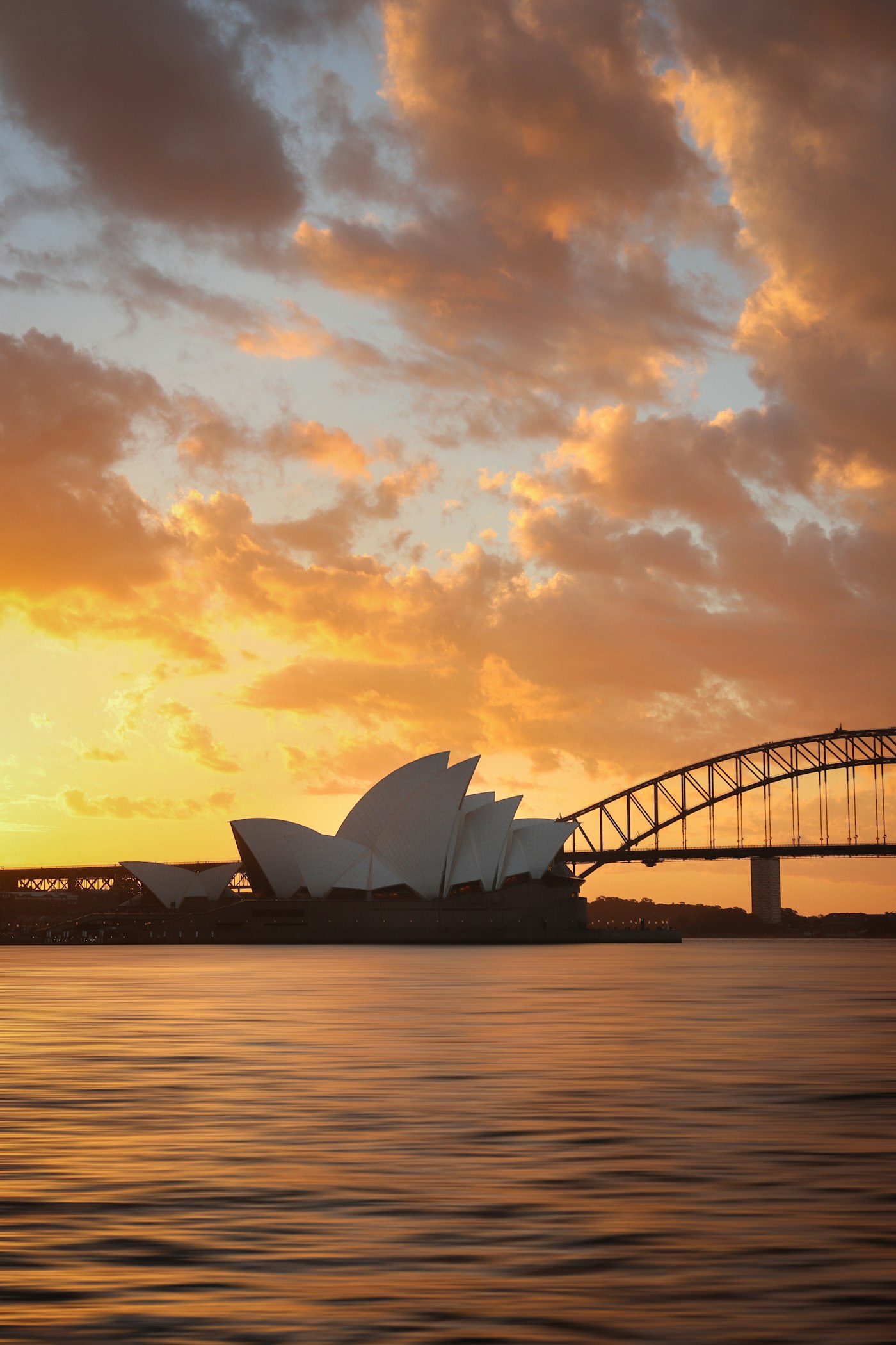 Sydney Opera House and Harbour Bridge at sunset