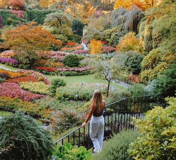 The Sunken Garden at Butchart Gardens in autumn
