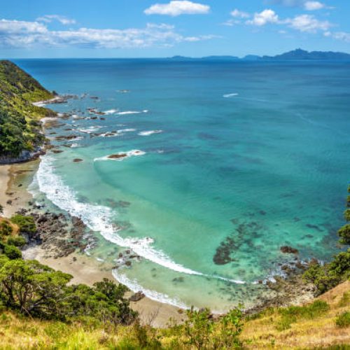 Mangawhai Heads Beach, North Island, New Zealand, Oceania.  
View from Mangawhai Cliff Walk, North Island.
